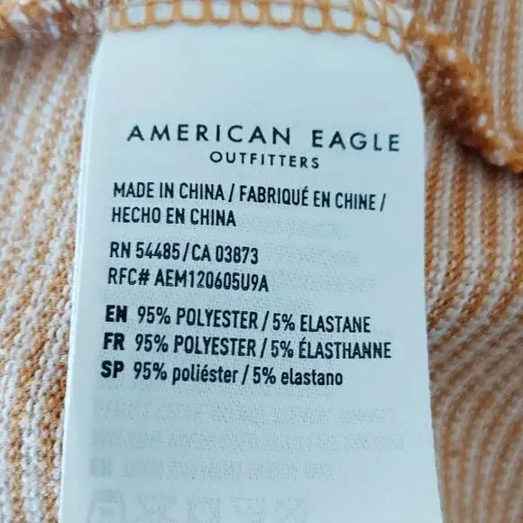 American Eagle Mustard Yellow Striped V-neck Tee Size S - Picture 10 of 10